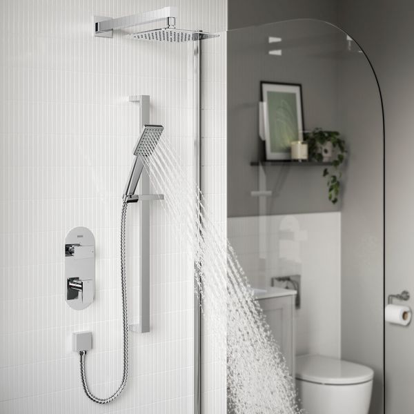 Bristan Tangram Chrome 2 Outlet Shower Pack with Overhead Shower and Riser Rail Kit #3