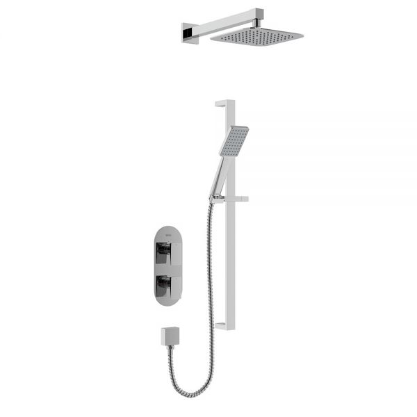 Bristan Tangram Chrome 2 Outlet Shower Pack with Overhead Shower and Riser Rail Kit