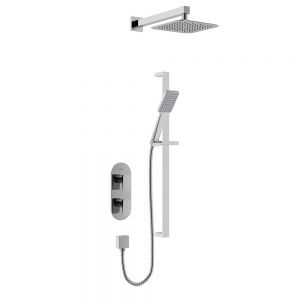 Bristan Tangram Chrome 2 Outlet Shower Pack with Overhead Shower and Riser Rail Kit