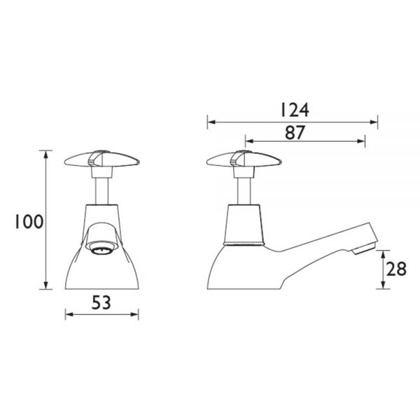 Bristan X Head Chrome Bath Pillar Taps #2