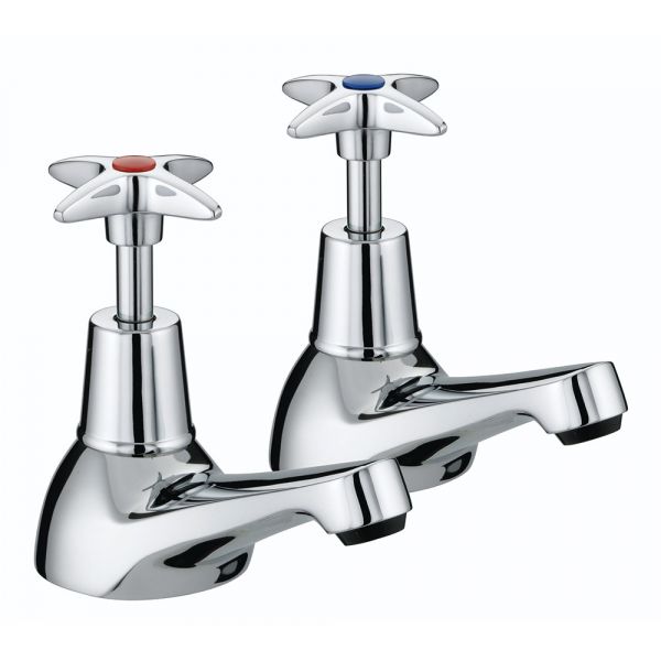 Bristan X Head Chrome Bath Pillar Taps