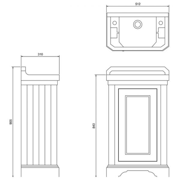 Burlington Edwardian 510 Blue Freestanding Cloakroom Vanity Unit and Basin #2