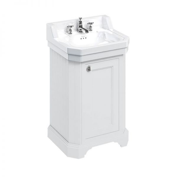 Burlington Edwardian 560 Matt White Freestanding Cloakroom Vanity Unit and Basin