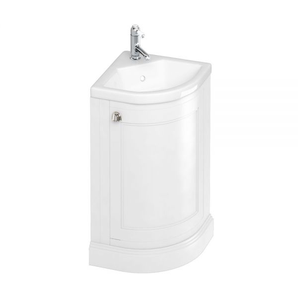 Burlington 430 Matt White Freestanding Corner Cloakroom Vanity Unit and Basin