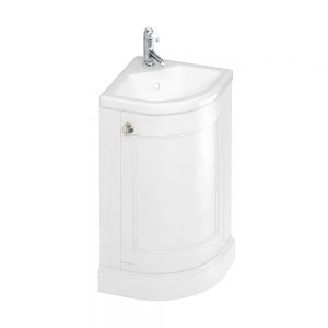 Burlington 430 Matt White Freestanding Corner Cloakroom Vanity Unit and Basin