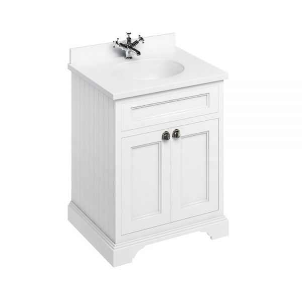 Burlington 650 Matt White Freestanding 2 Door Vanity Unit and Minerva Basin