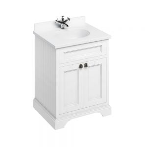 Burlington 650 Matt White Freestanding 2 Door Vanity Unit and Minerva Basin