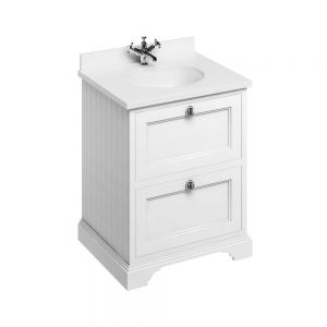 Burlington 650 Matt White Freestanding 2 Drawer Vanity Unit and Minerva Basin