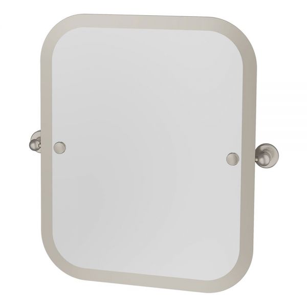 Burlington Brushed Nickel Swivel Mirror with Curved Corners 500 x 620mm