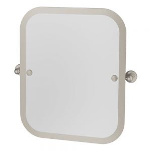 Burlington Brushed Nickel Swivel Mirror with Curved Corners 500 x 620mm