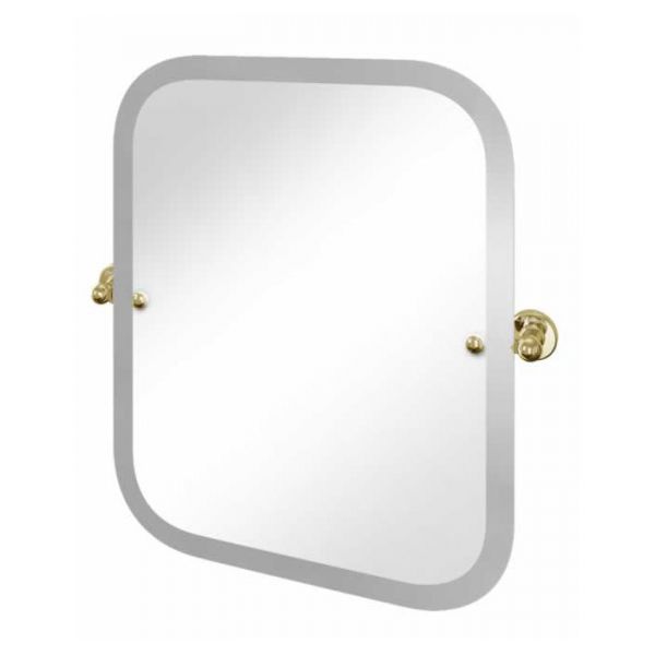 Burlington Gold Swivel Mirror with Curved Corners 500 x 620mm