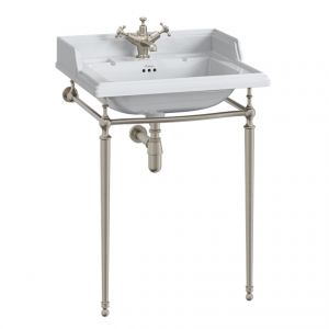 Burlington Classic 650mm Square Basin and Brushed Nickel Washstand B15