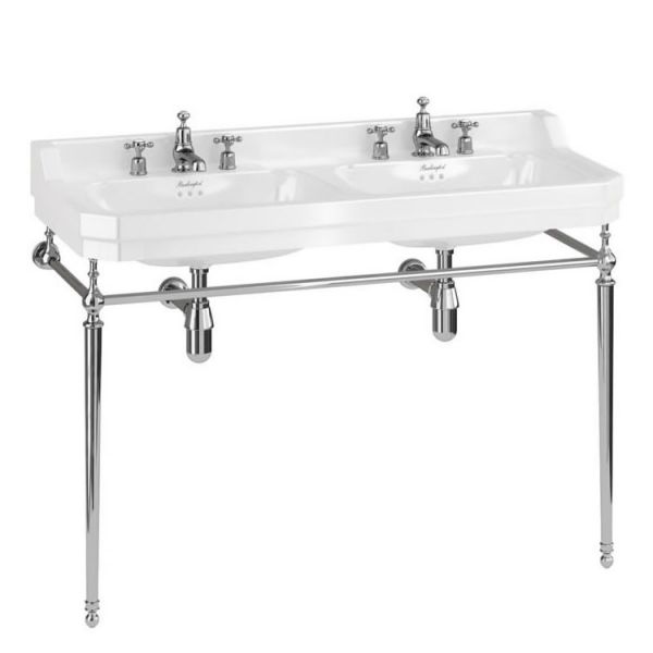 Burlington Edwardian 1200mm Rectangular Double Basin and Chrome Washstand B21