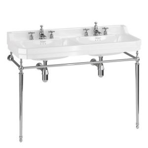 Burlington Edwardian 1200mm Rectangular Double Basin and Chrome Washstand B21