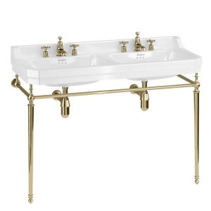 Burlington Edwardian 1200mm Rectangular Double Basin and Gold Washstand B21