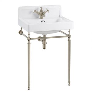 Burlington 610mm Upstand Basin and Brushed Nickel Washstand B2 UP 1TH