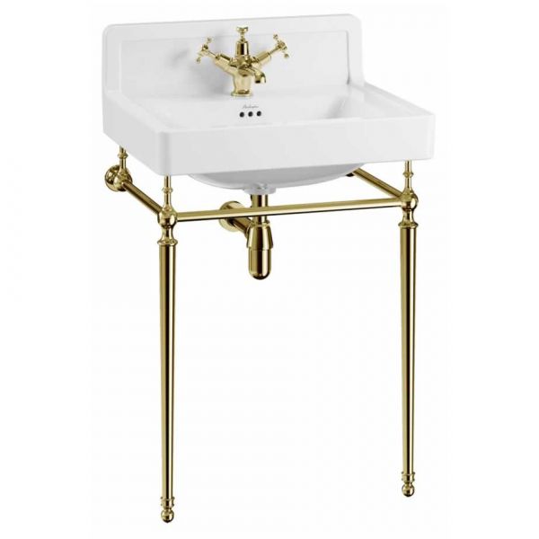 Burlington 610mm Upstand Basin and Gold Washstand B2 UP 1TH