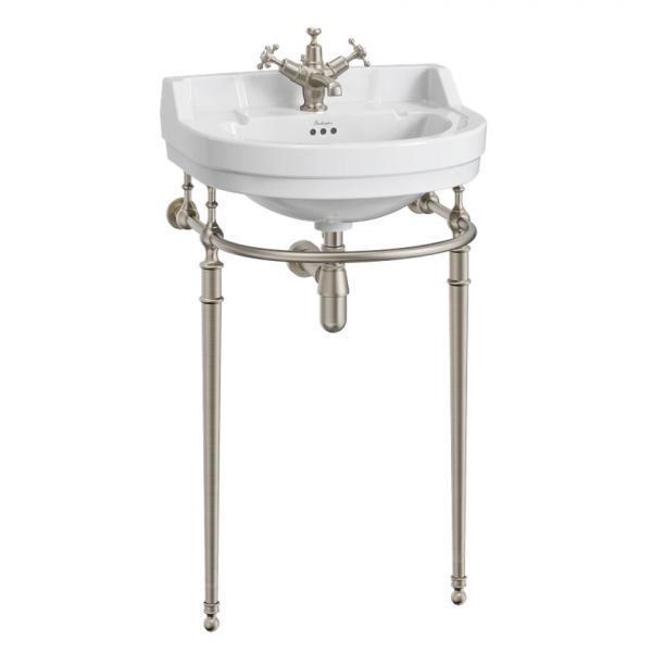 Burlington Edwardian 560mm Round Basin and Brushed Nickel Washstand B6