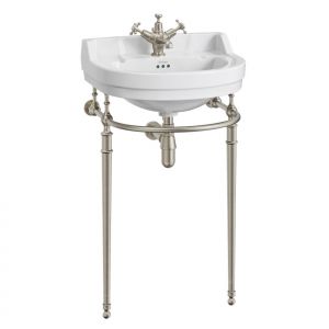 Burlington Edwardian 560mm Round Basin and Brushed Nickel Washstand B6