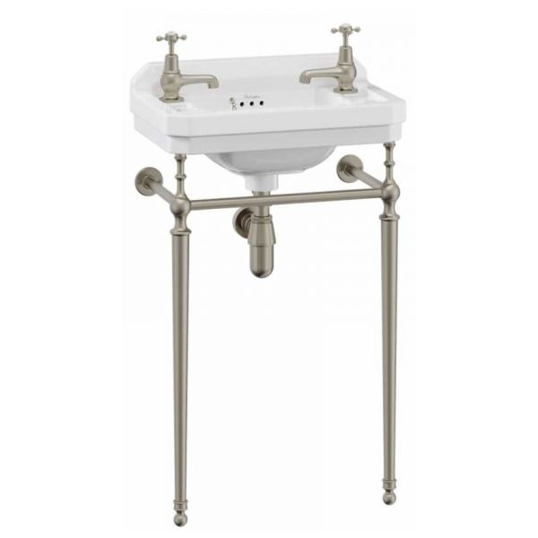Burlington Classic 500mm Square Basin and Brushed Nickel Washstand B20