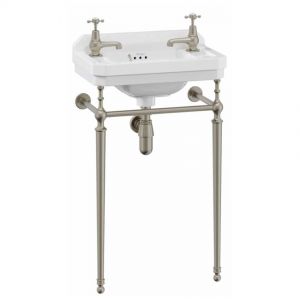 Burlington Classic 500mm Square Basin and Brushed Nickel Washstand B20