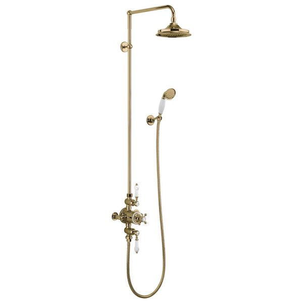 Burlington Avon Gold Thermostatic Dual Function Exposed Shower Valve with 9 inch Shower Head and Handset