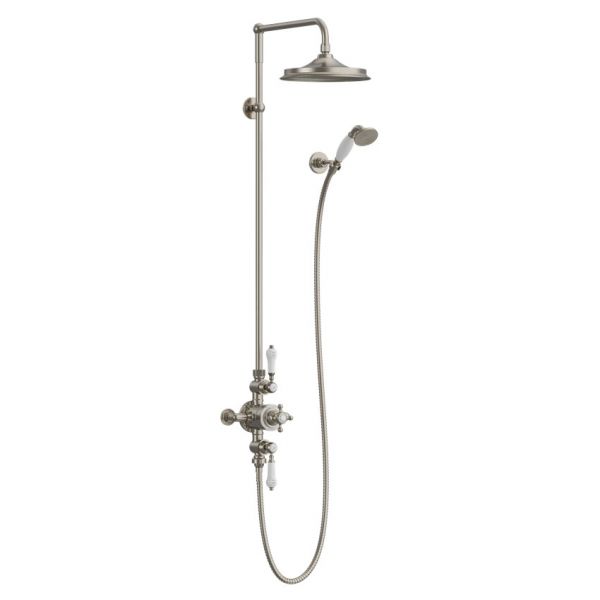 Burlington Avon Brushed Nickel Thermostatic Dual Function Exposed Shower Valve with 9 inch Shower Head and Handset