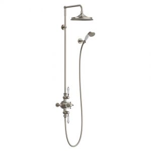 Burlington Avon Brushed Nickel Thermostatic Dual Function Exposed Shower Valve with 9 inch Shower Head and Handset