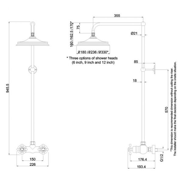Burlington Eden Thermostatic Single Function Exposed Shower Bar Valve with 9 inch Shower Head #2
