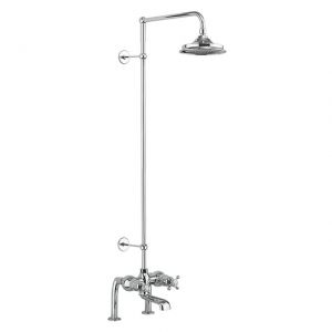 Burlington Tay Deck Mounted Thermostatic Bath Shower Mixer Valve with Riser and 6 inch Shower Head
