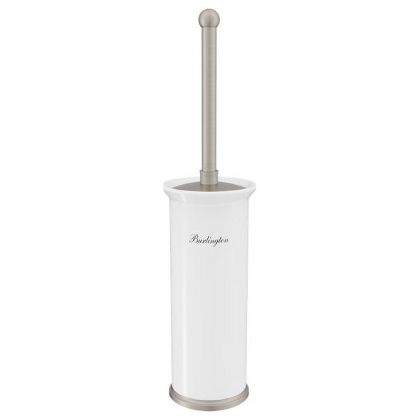 Burlington Brushed Nickel Freestanding Toilet Brush Set BUR025L