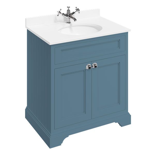 Burlington 750 Matt Blue Freestanding 2 Door Vanity Unit and Minerva Basin