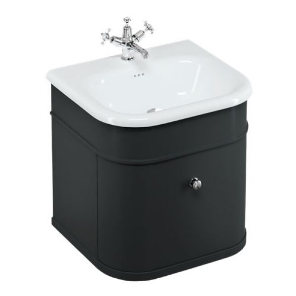 Burlington Chalfont 550 Matt Black Wall Hung Vanity Unit and Basin