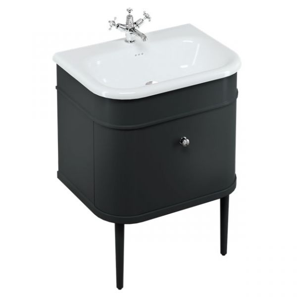 Burlington Chalfont 650 Matt Black Wall Hung Vanity Unit and Basin #2