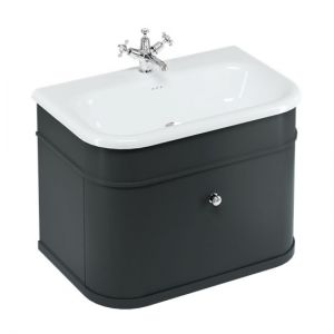 Burlington Chalfont 750 Matt Black Wall Hung Vanity Unit and Basin