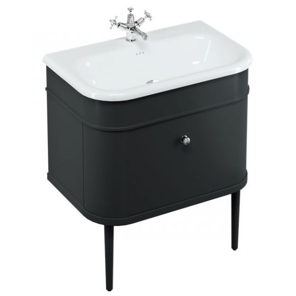 Burlington Chalfont 750 Matt Black Wall Hung Vanity Unit and Basin #2
