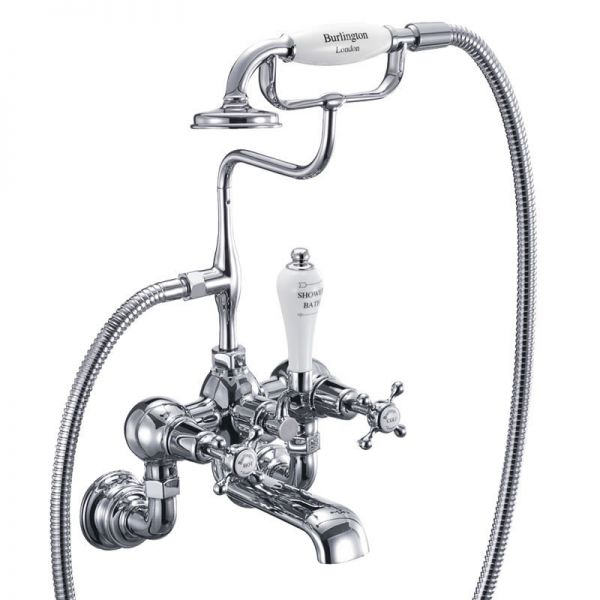 Burlington Claremont Chrome Wall Mounted Bath Shower Mixer Tap