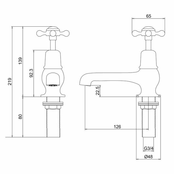 Burlington Claremont Chrome Bath Pillar Taps #2