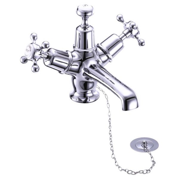 Burlington Claremont Chrome Mono Basin Mixer Tap with Plug and Chain Waste