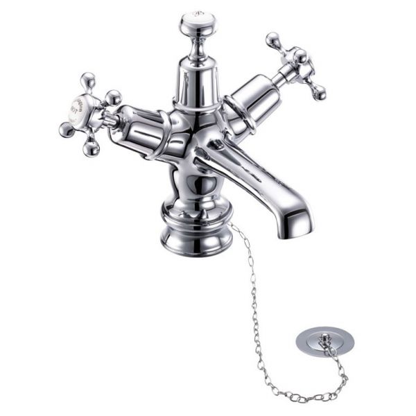 Burlington Claremont Regent Chrome Mono Basin Mixer Tap with Plug and Chain Waste