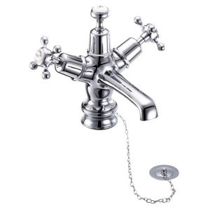 Burlington Claremont Regent Chrome Mono Basin Mixer Tap with Plug and Chain Waste