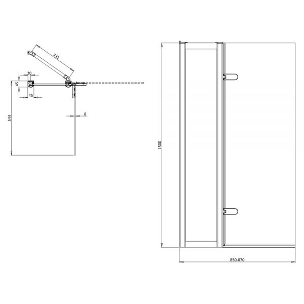 Burlington Classique Gold Hinged Bath Screen with Inline Panel 1500 x 850mm #2