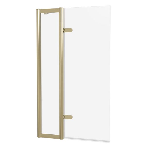 Burlington Classique Gold Hinged Bath Screen with Inline Panel 1500 x 850mm