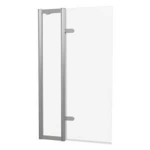 Burlington Classique Brushed Nickel Hinged Bath Screen with Inline Panel 1500 x 850mm