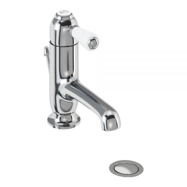 Burlington Chelsea Chrome Straight Spout Mono Basin Mixer Tap with Pop Up Waste