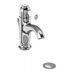 Burlington Chelsea Chrome Curved Spout Mono Basin Mixer Tap with Pop Up Waste