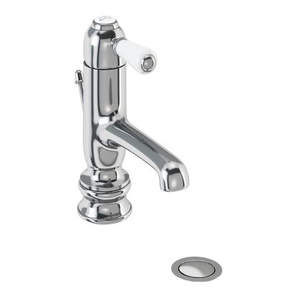 Burlington Chelsea Regent Chrome Straight Spout Mono Basin Mixer Tap with Pop Up Waste