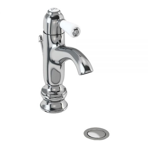 Burlington Chelsea Regent Chrome Curved Spout Mono Basin Mixer Tap with Pop Up Waste