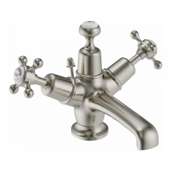 Burlington Claremont Brushed Nickel Mono Basin Mixer Tap with Pop Up Waste