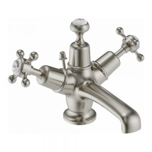Burlington Claremont Brushed Nickel Mono Basin Mixer Tap with Pop Up Waste